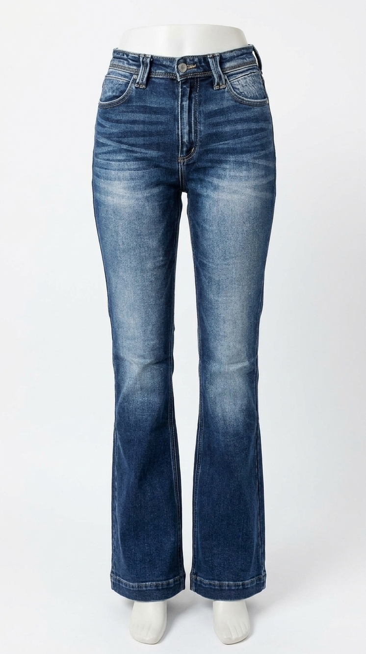 NEW KANCAN the durango high rise flare jean in dark wash